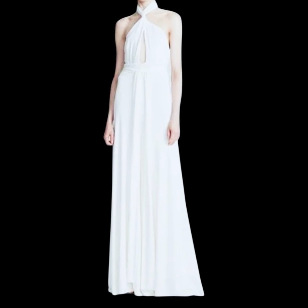 Halston Ariel White Jersey WideLeg Jumpsuit SZ 12
1045750 Evening Luxury